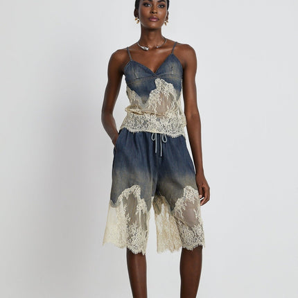 Chiara Blue Lace Top and Shorts Set