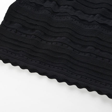 Chloe Black Textured Ruffled Pencil Skirt Dress