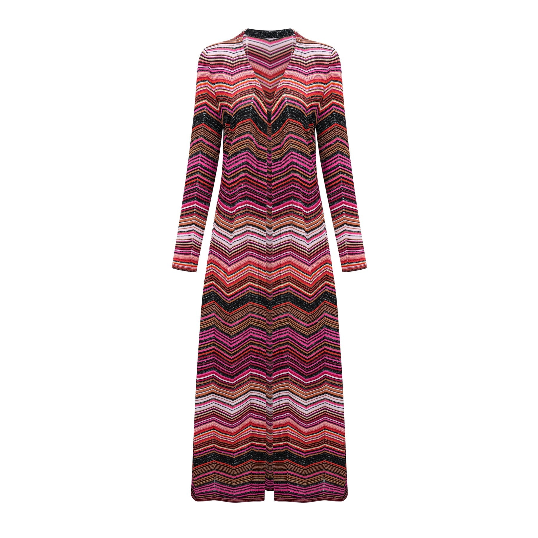Chloé Red Striped Knit Long Cardigan