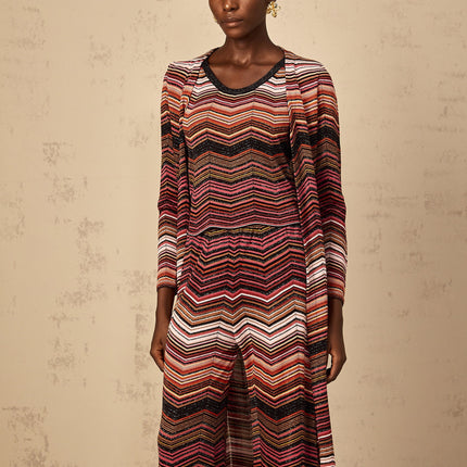 Chloé Red Striped Knit Long Cardigan