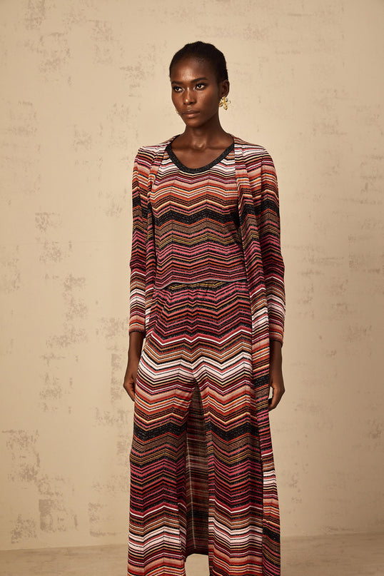 Chloé Red Striped Knit Long Cardigan