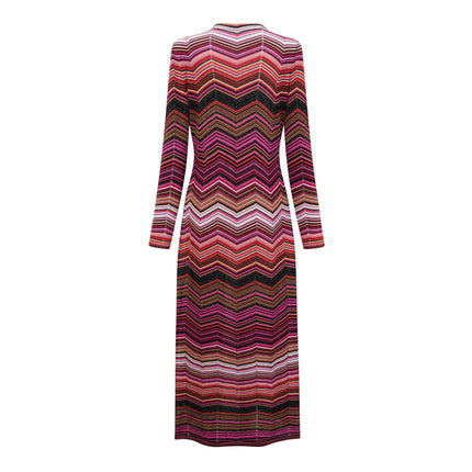 Chloé Red Striped Knit Long Cardigan