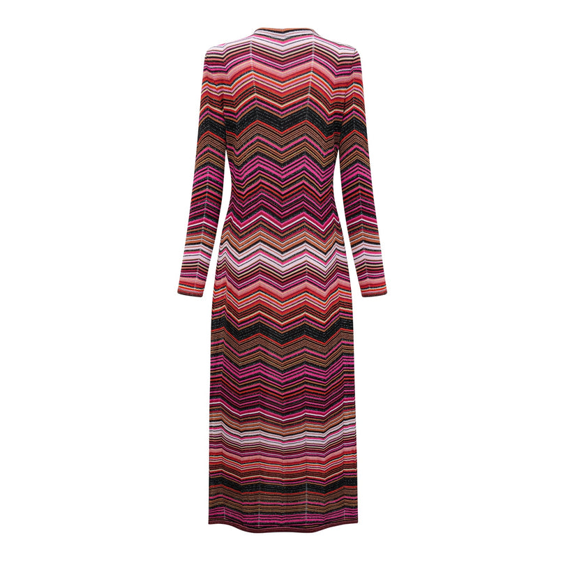 Chloé Red Striped Knit Long Cardigan