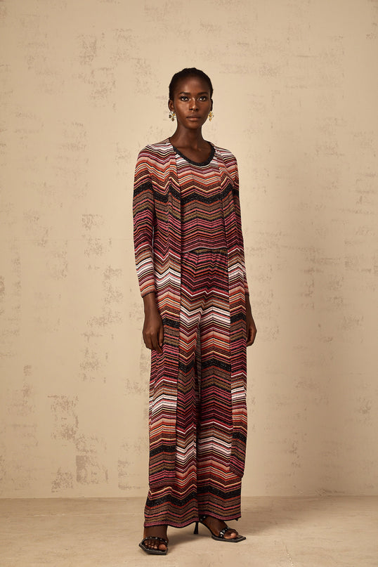 Chloé Red Striped Knit Long Cardigan