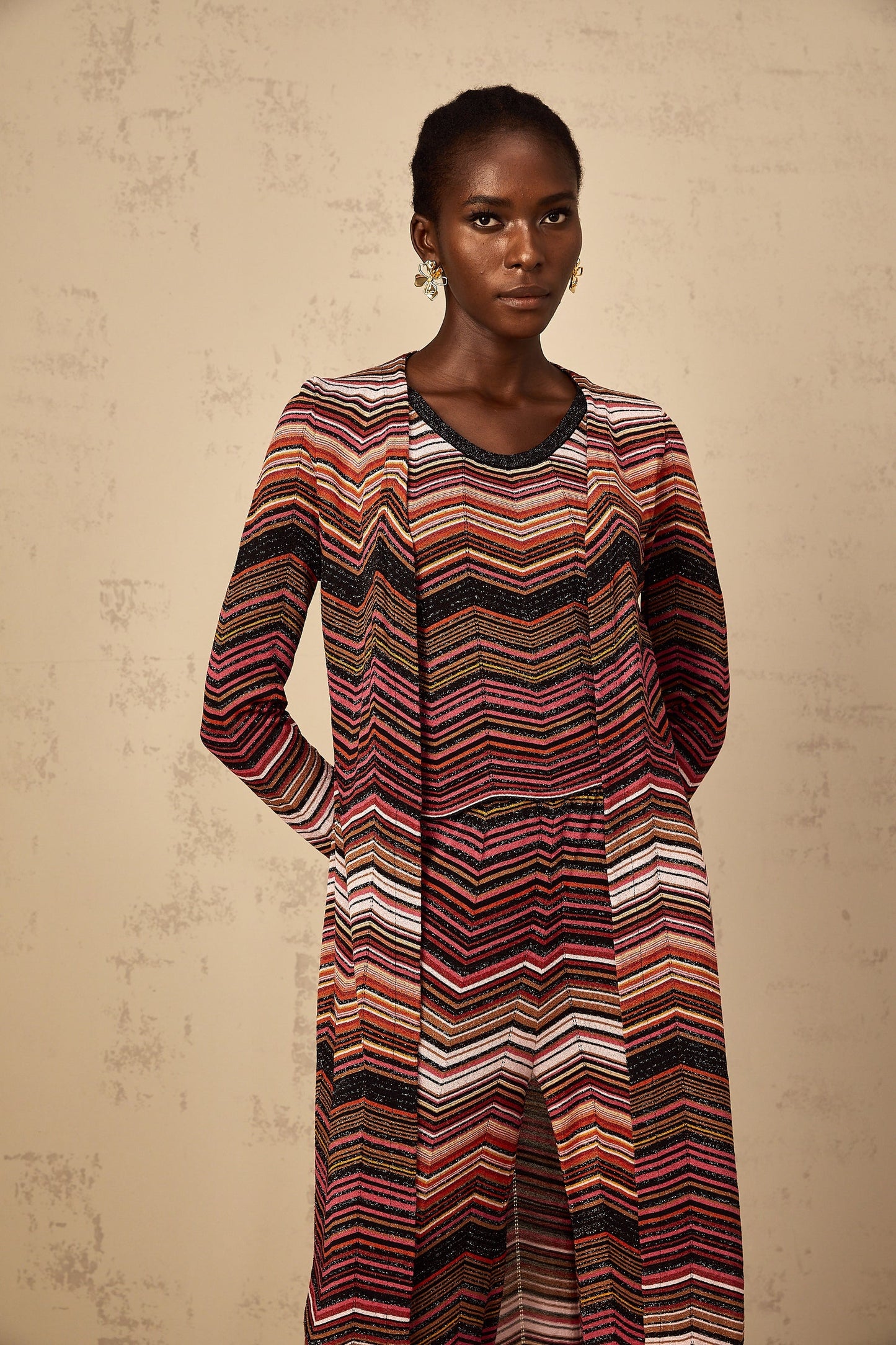 Chloé Red Striped Knit Long Cardigan