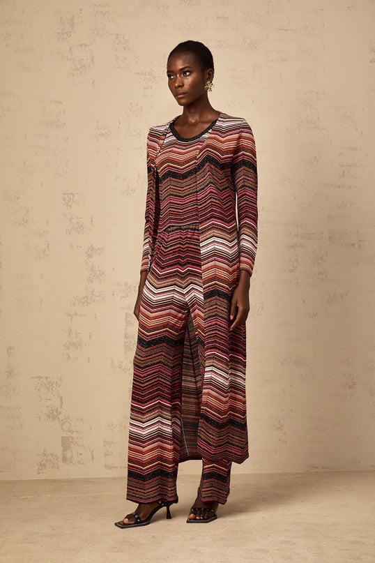 Chloé Red Striped Knit Long Cardigan