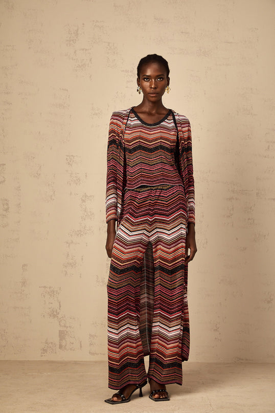 Chloé Red Striped Knit Long Cardigan