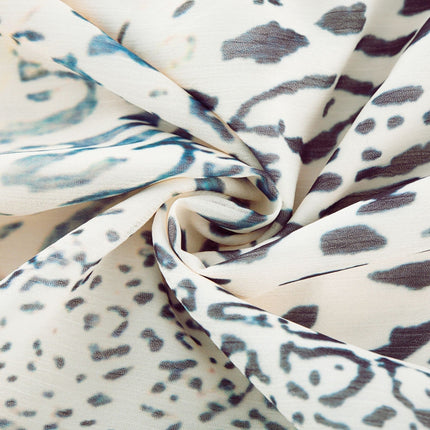 Chloe White Floral Maxi Dress with Plunging V-neck and Ruffled Hem in 65% Terylene and 35% Rayon blend