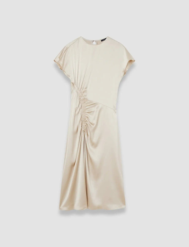 Clara White Pleated Dress Italian Style Sleeveless O-neck Mid-calf Length