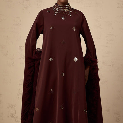 Clarissa Aubergine Sequin Embellished Midi Dress