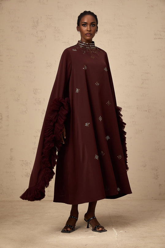 Clarissa Aubergine Sequin Midi Dress