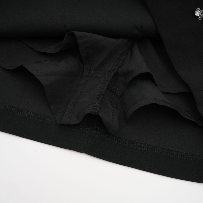 Clarissa Black Crystal Embellished Halterneck Skirt Top Set