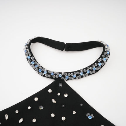 Clarissa Black Crystal Embellished Halterneck Skirt Top Set