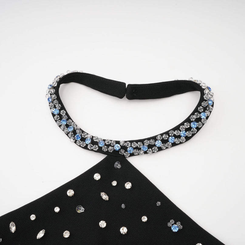 Clarissa Black Crystal Embellished Halterneck Skirt Top Set