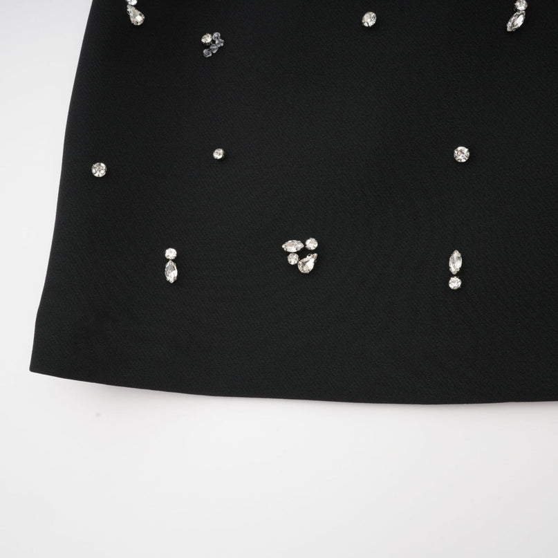 Clarissa Black Crystal Embellished Halterneck Skirt Top Set