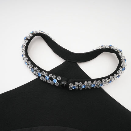 Clarissa Black Crystal Embellished Halterneck Skirt and Top Set