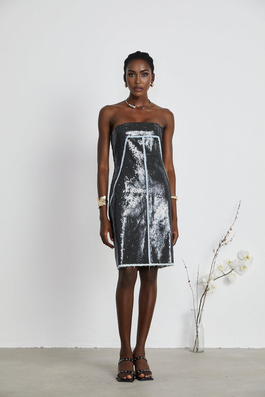 Clarissa Black Sequin Mini Dress
