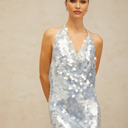 Clarissa Blue Sequin Midi Dress