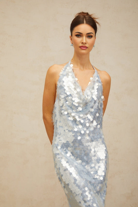 Clarissa Blue Sequin Midi Dress