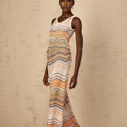 Clarissa Chevron Pattern Neutrals Top Trousers Set
