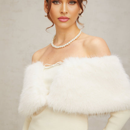 Clarissa Off White Knit Bow Embellished Skirt Top Set