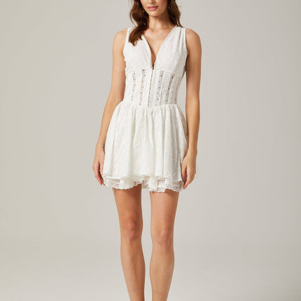 Clarissa White Floral Embroidered Lace Mini Dress