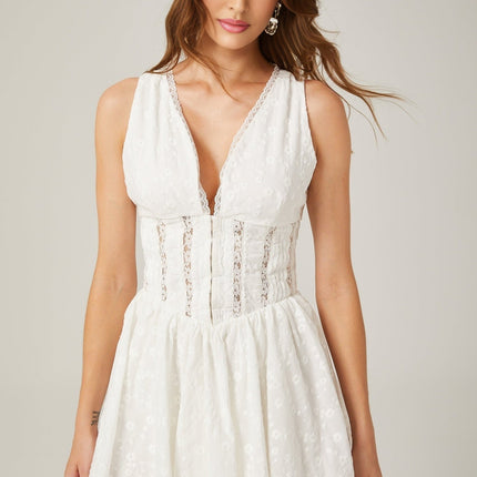 Clarissa White Floral Embroidered Lace Mini Dress
