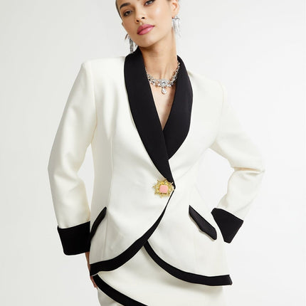Clarissa White Jacket Skirt Set