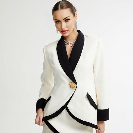 Clarissa White Jacket Skirt Set