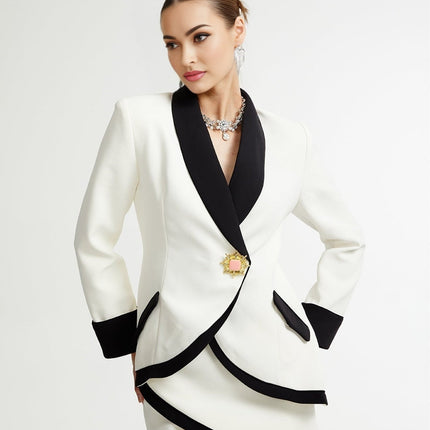 Clarissa White Jacket Skirt Set