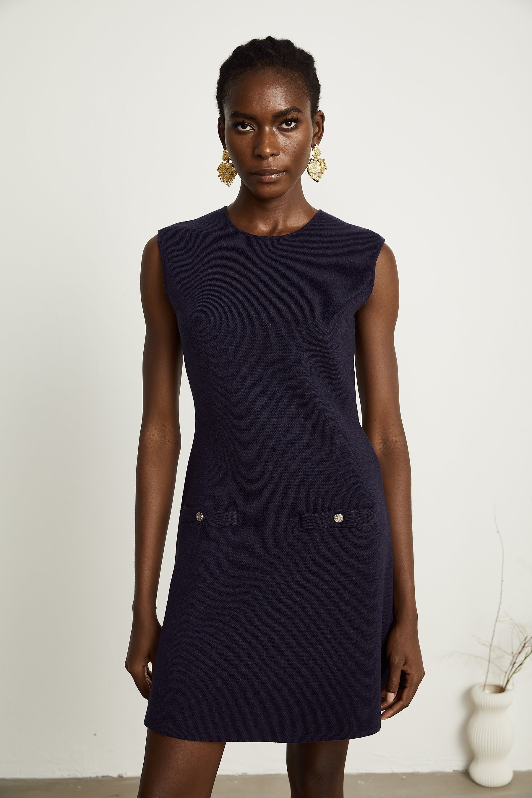 Clarisse darkblue knitted top  dress matching set