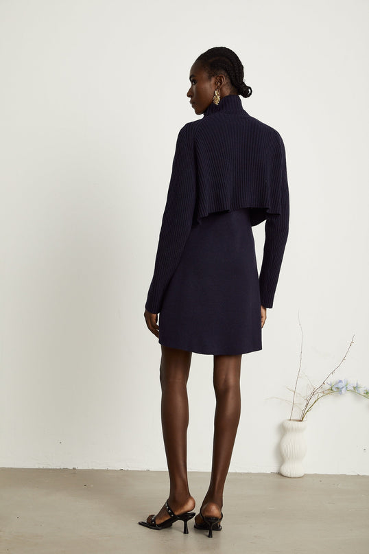Clarisse darkblue knitted top  dress matching set