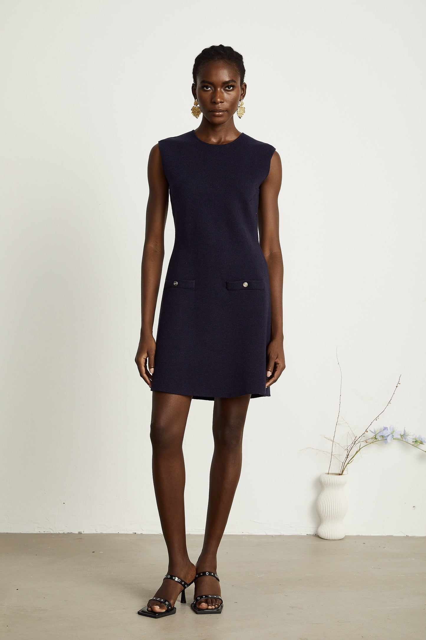 Clarisse darkblue knitted top  dress matching set