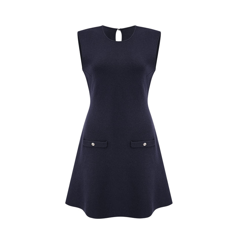Clarisse darkblue knitted top  dress matching set