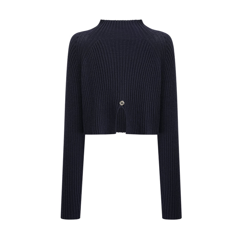 Clarisse darkblue knitted top  dress matching set