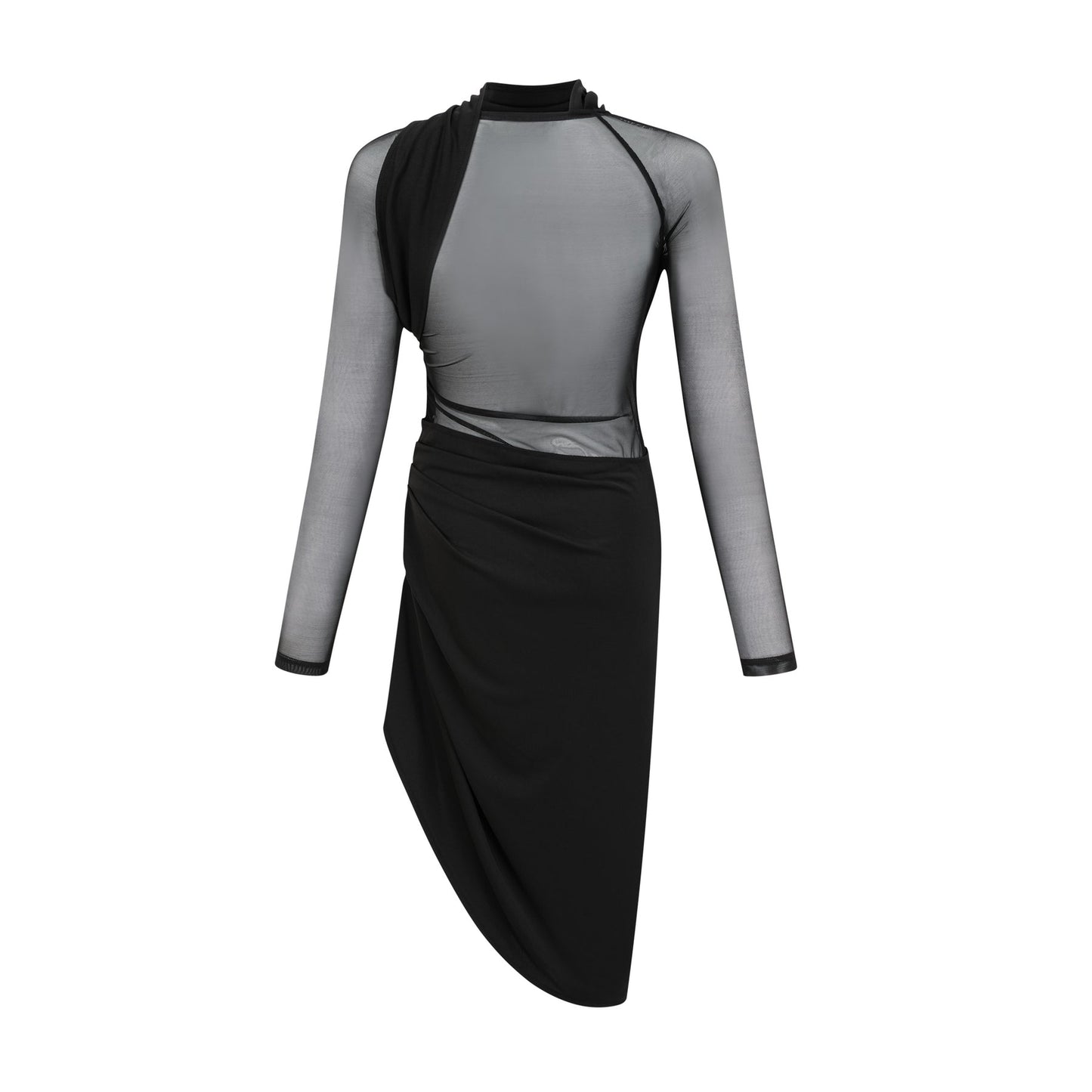 Clarisse semisheer ruched midi dress