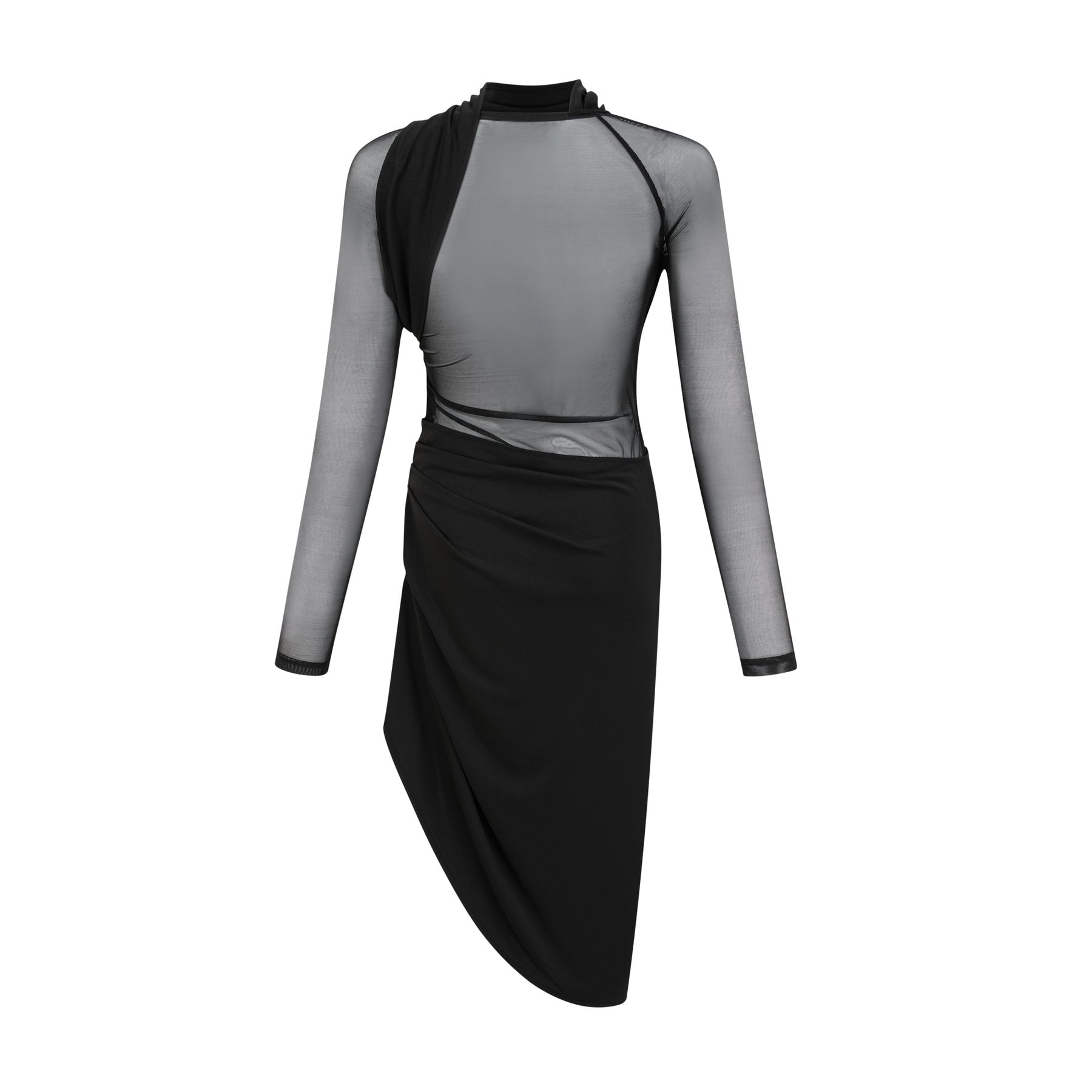 Clarisse semisheer ruched midi dress