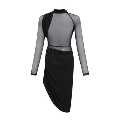 Clarisse semisheer ruched midi dress