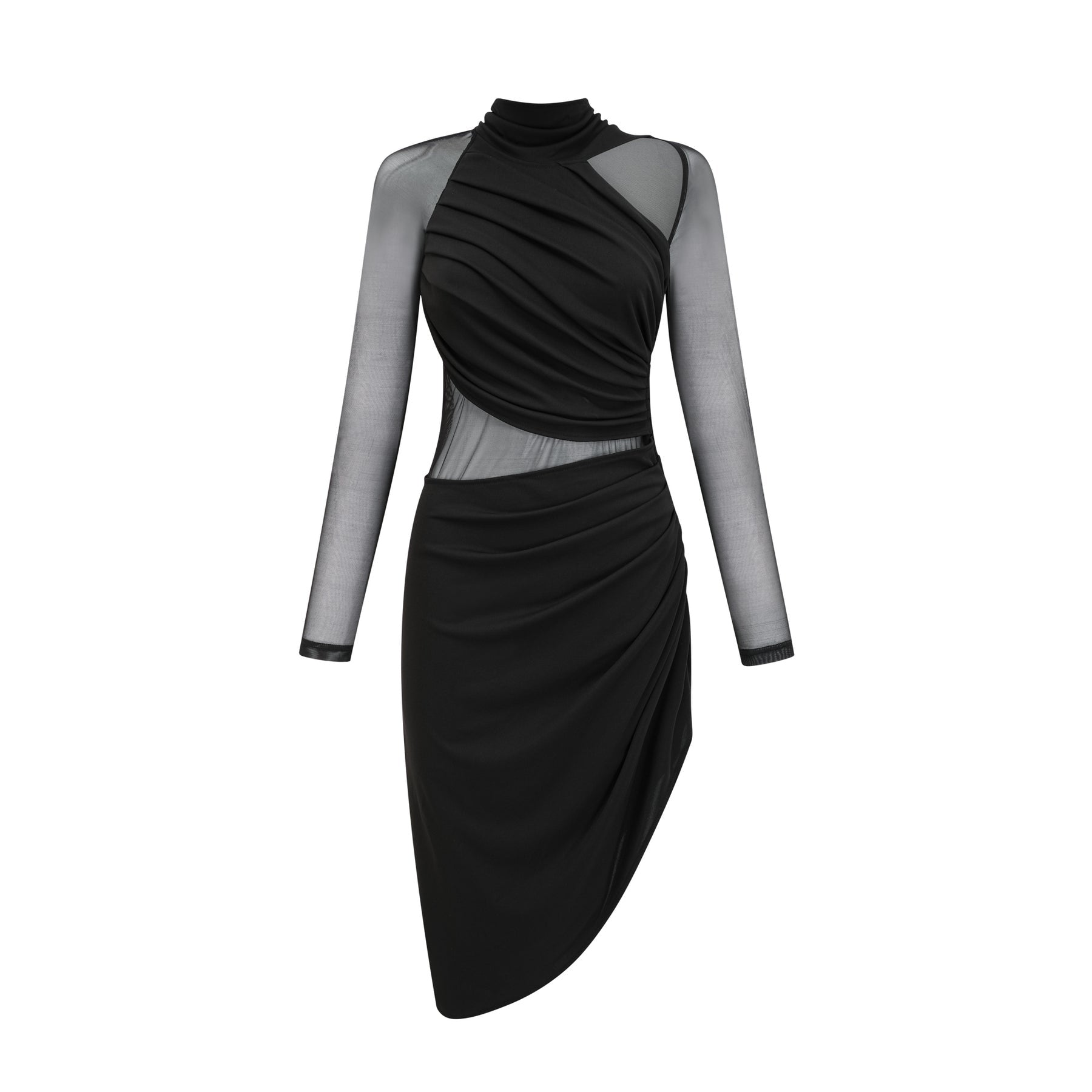Clarisse semisheer ruched midi dress