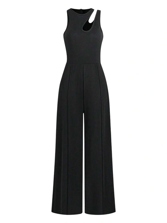 Clasi Womens SpringSummer Fashion Casual Jumpsuit Palazzo Pants Round Neck Sleeveless Cutout