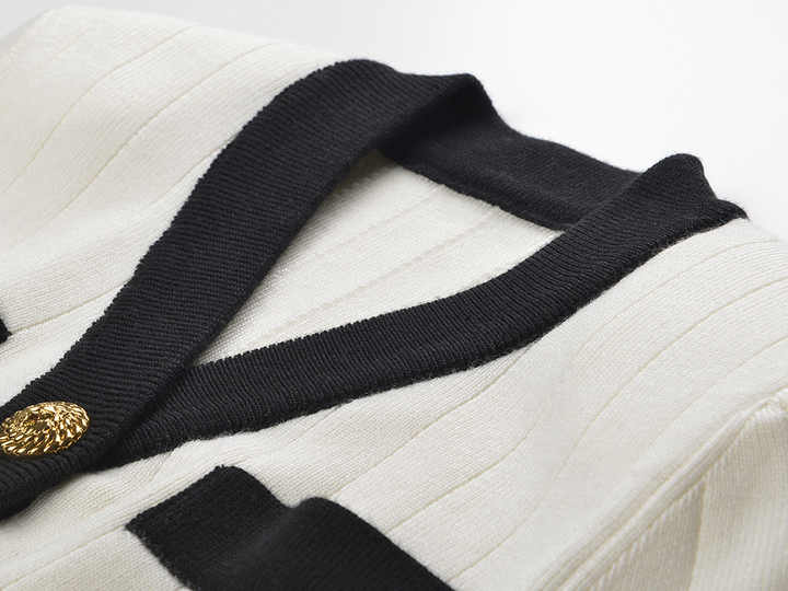 Classic Fitted Ribbed Cardigan - White