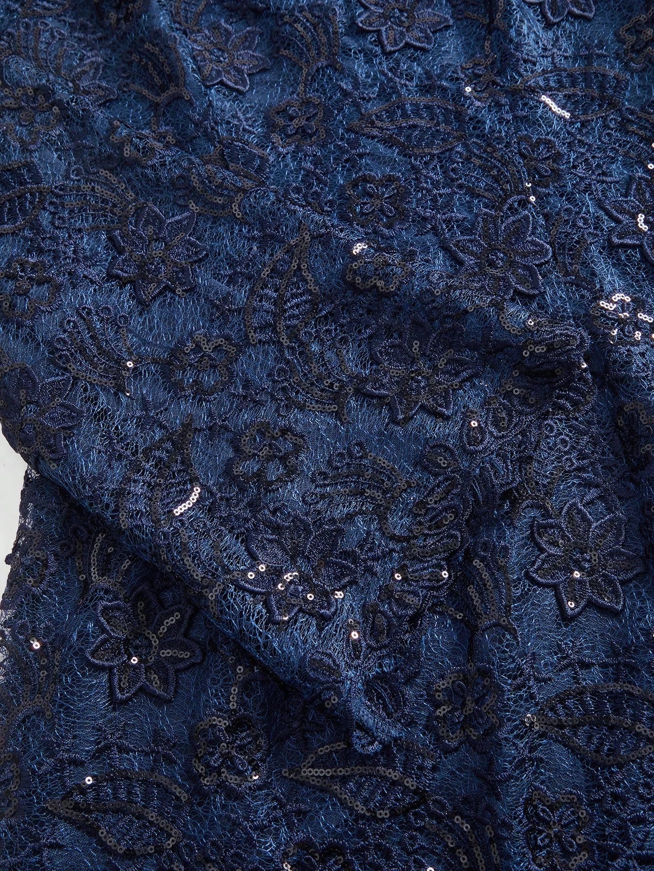 Classic Pattern Long Sleeve Decorated With Floral And Beaded Detail Dress