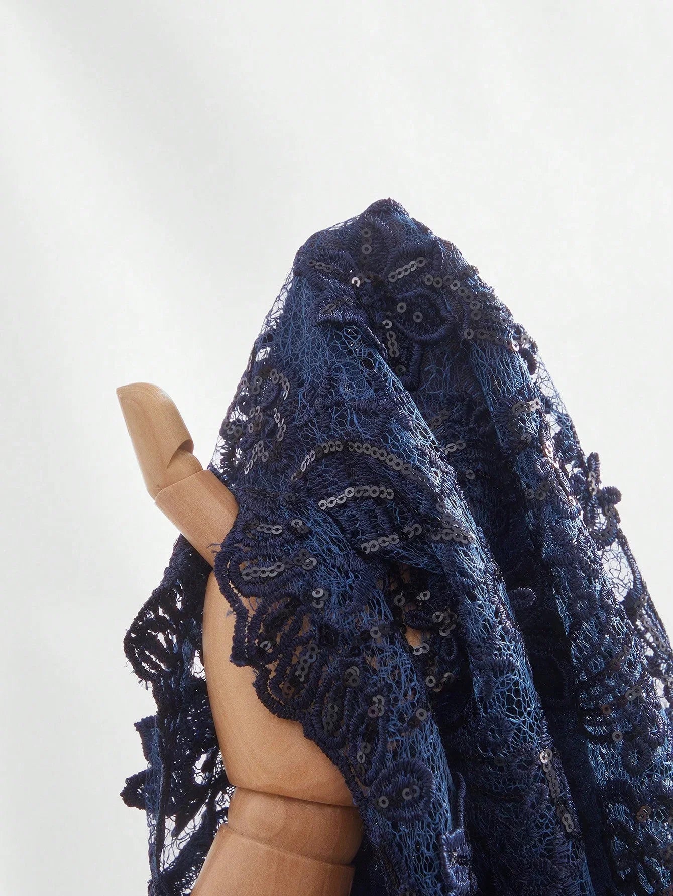 Classic Pattern Long Sleeve Decorated With Floral And Beaded Detail Dress