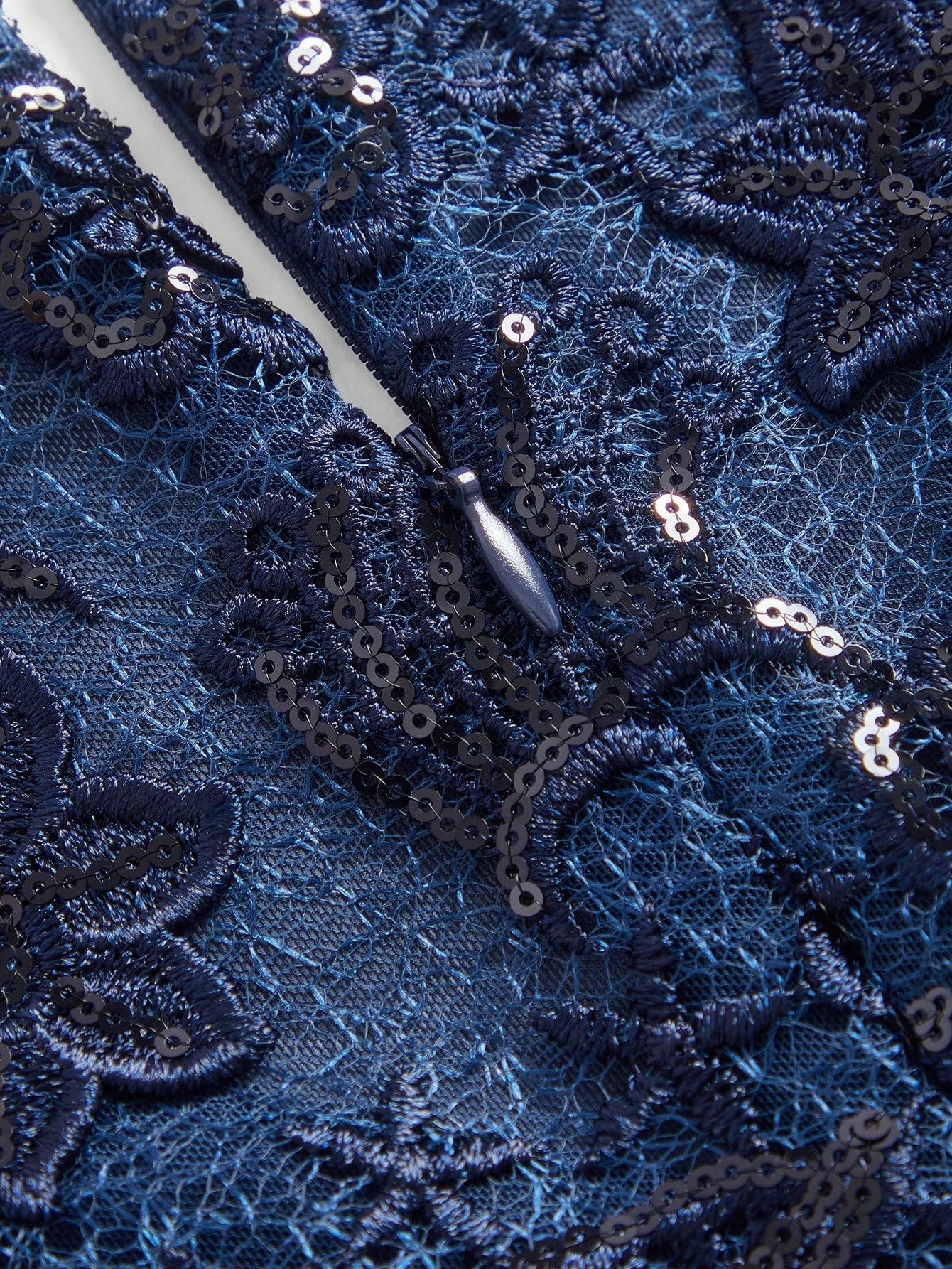 Classic Pattern Long Sleeve Decorated With Floral And Beaded Detail Dress