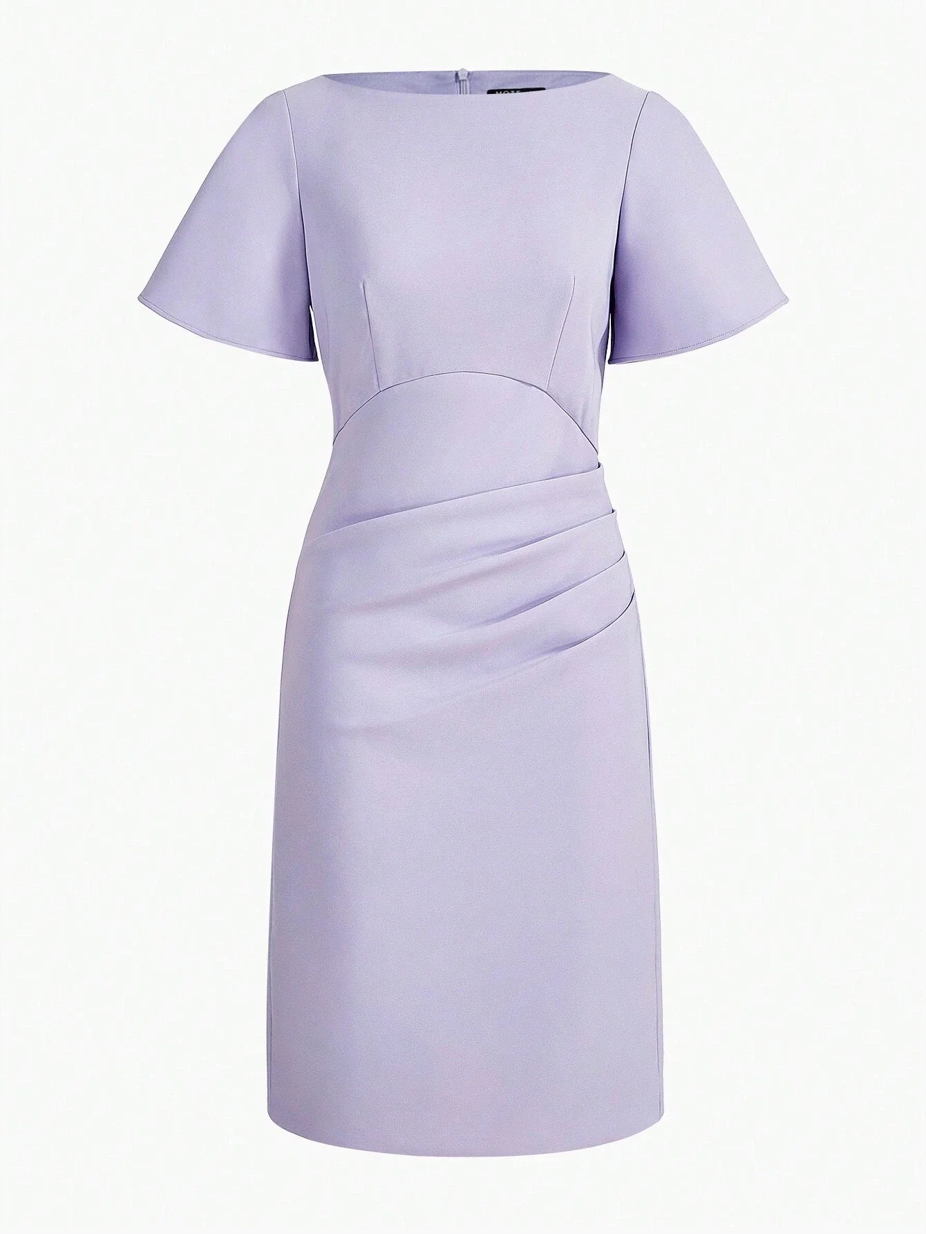 Classy CLASSY SOLID FLOUNCE SLEEVE RUCHED DRESS