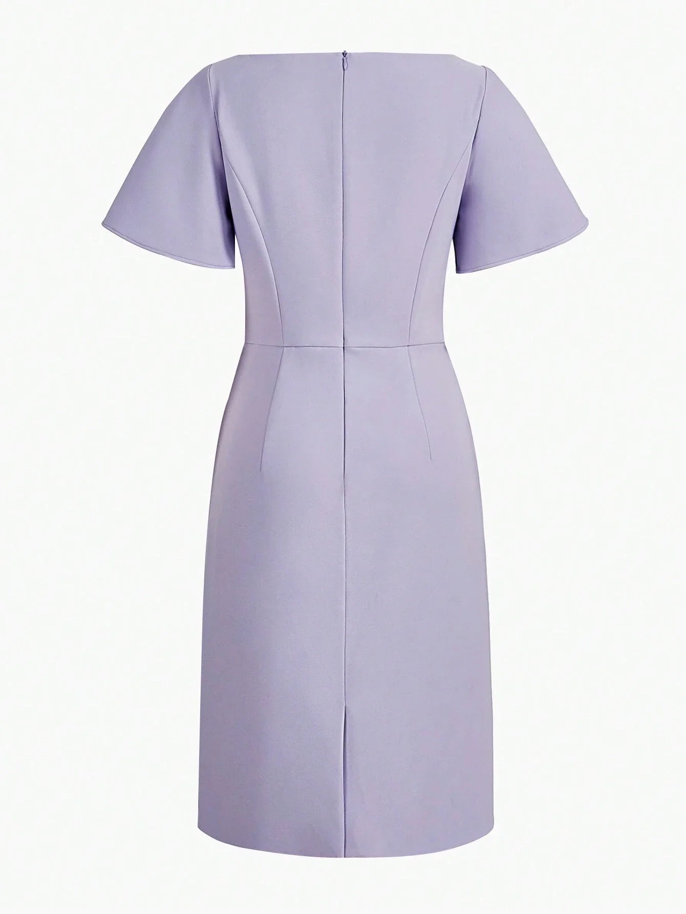 Classy CLASSY SOLID FLOUNCE SLEEVE RUCHED DRESS