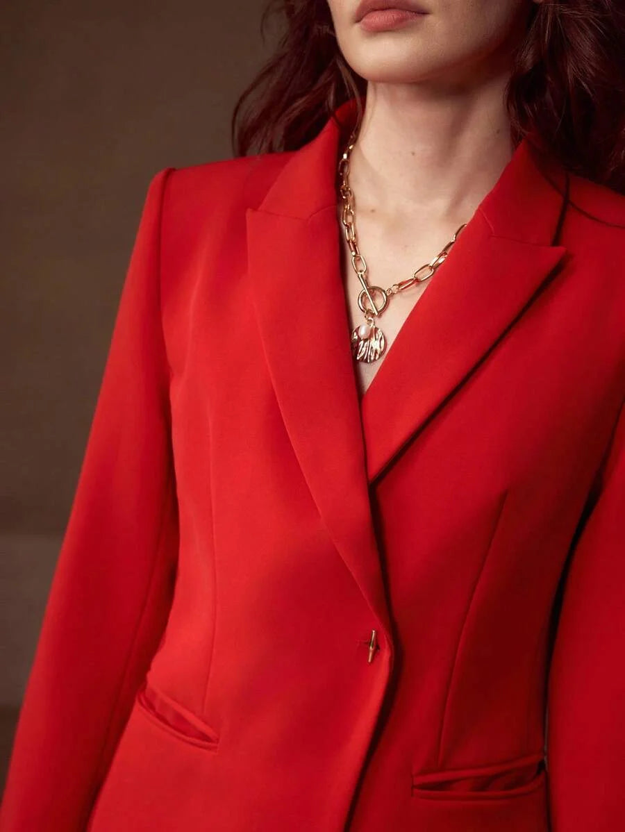 Classy SINGLE BUTTON STRUCTURED BLAZER