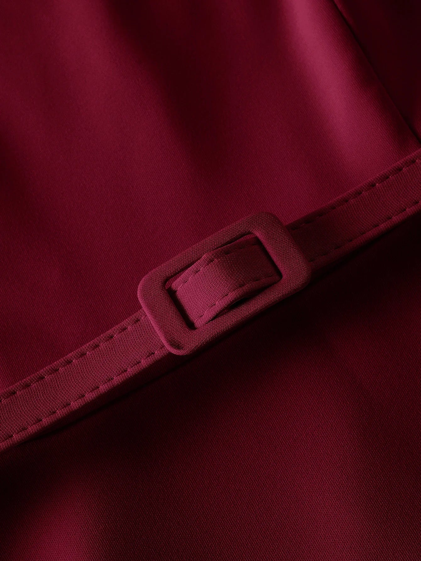 Classy SOLID BUCKLE BELTED SLEEVELESS LAYERED HEM SHORT DRESS