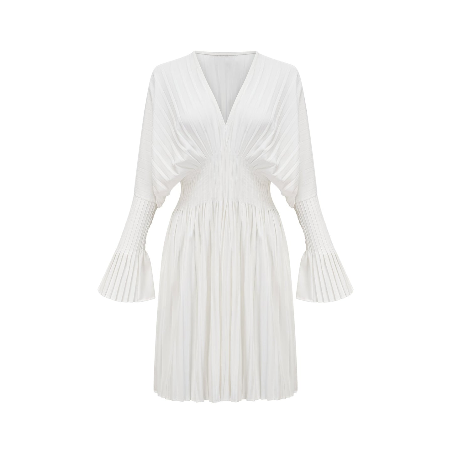 Claudette Vneck pleated mini dress