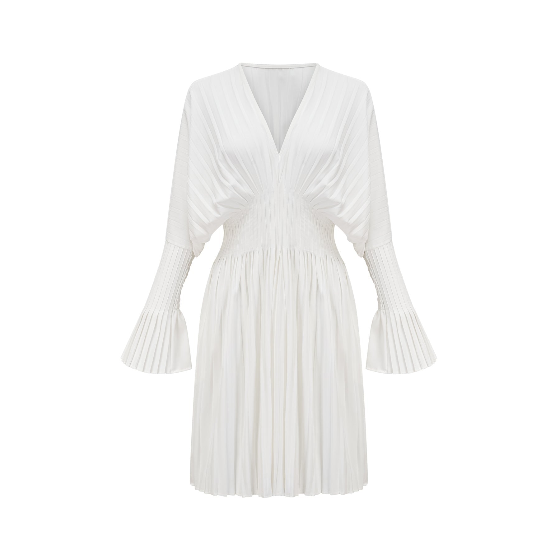 Claudette Vneck pleated mini dress